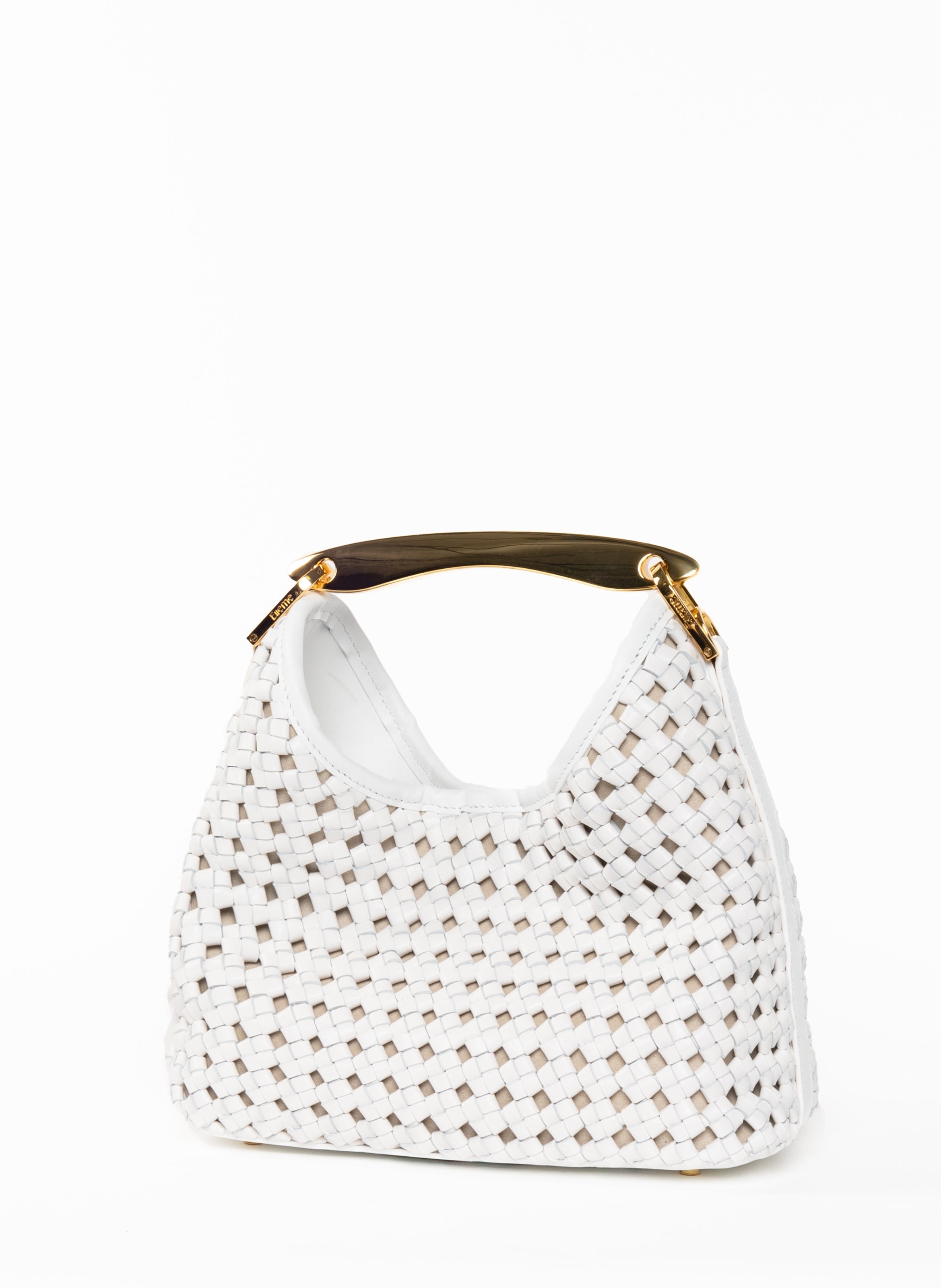 Small Boomerang Woven Leather White