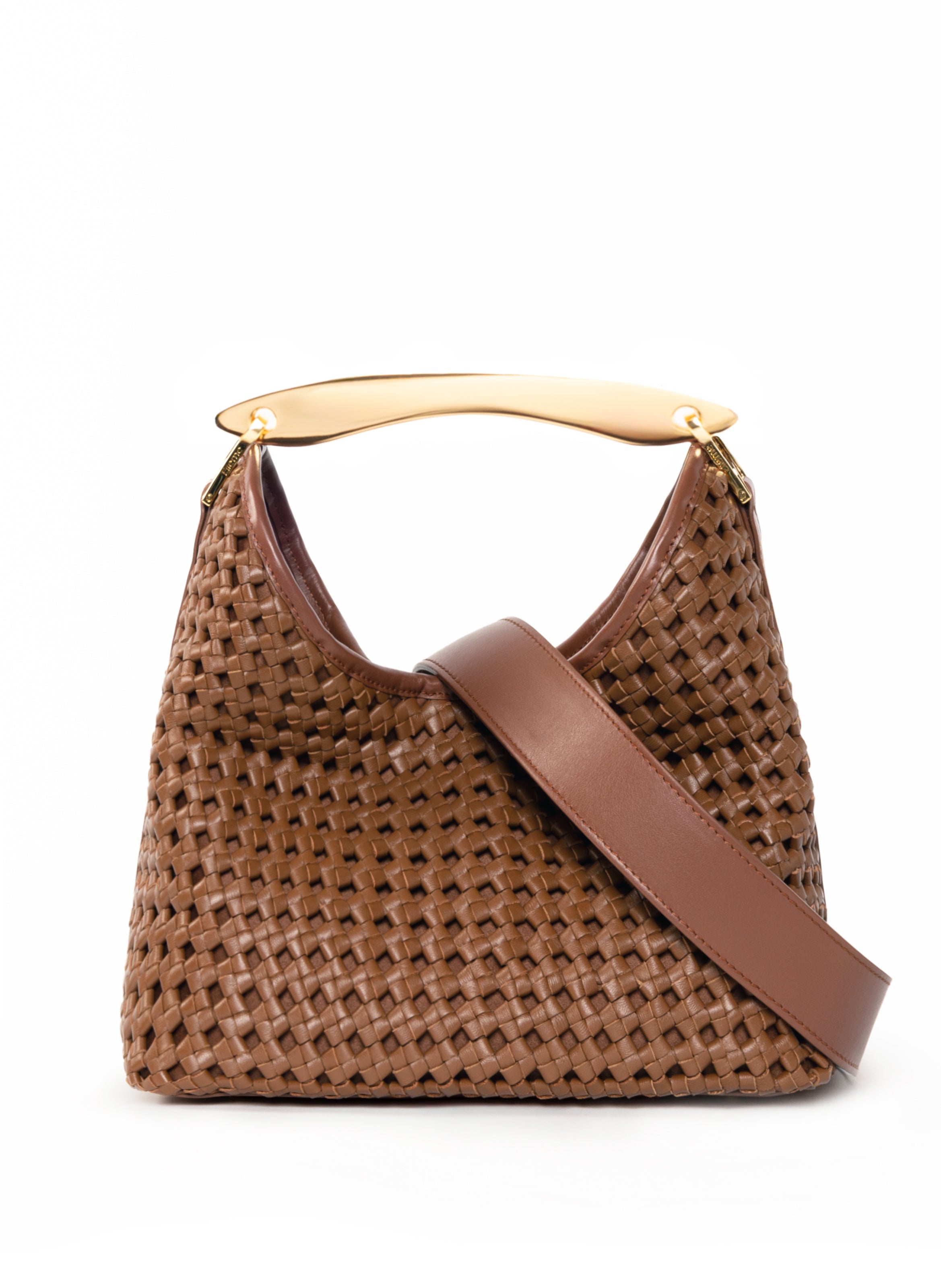 Boomerang Woven Leather Cognac