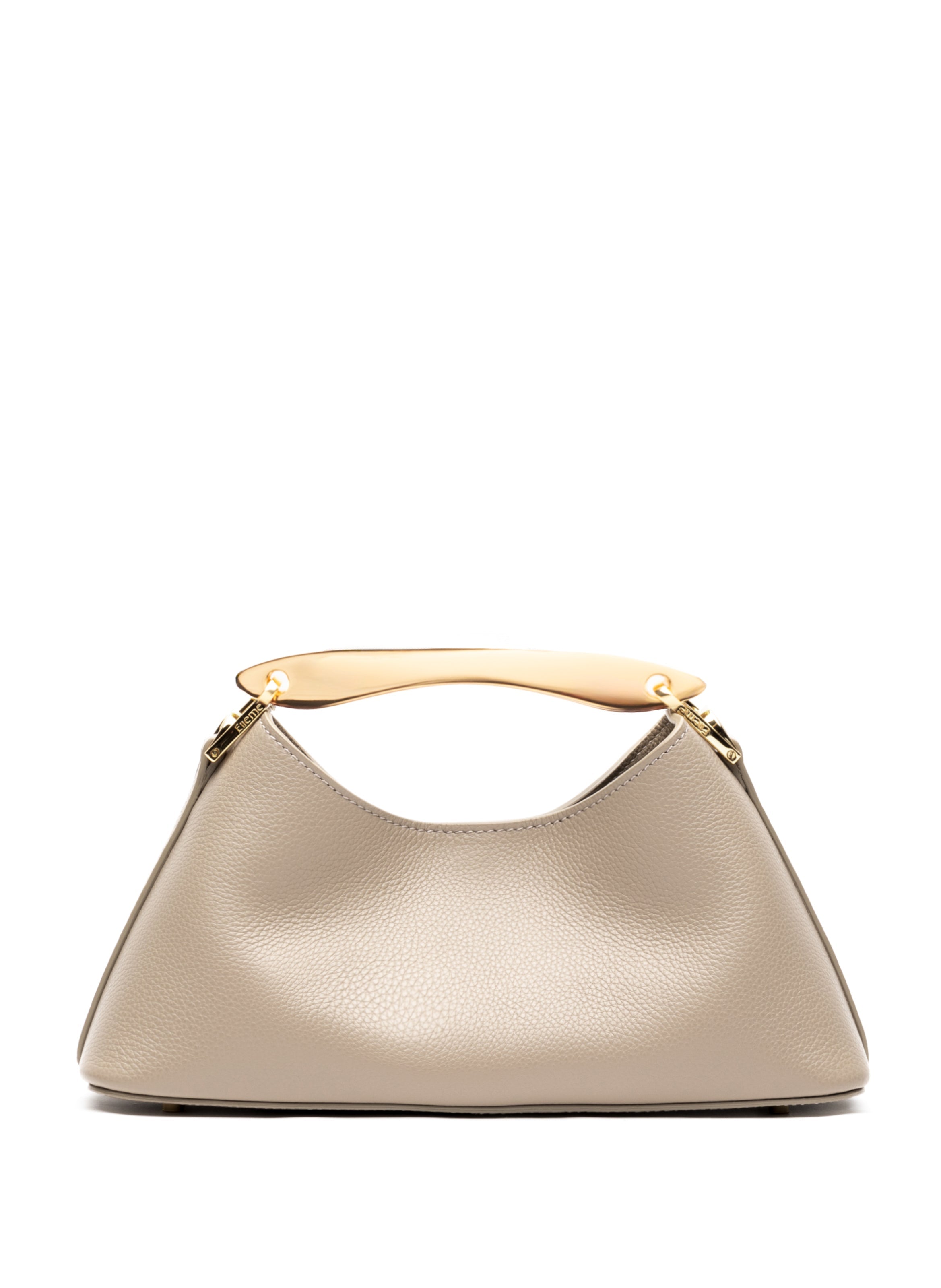 Mini Boomerang Pebbled Leather Taupe - Gold