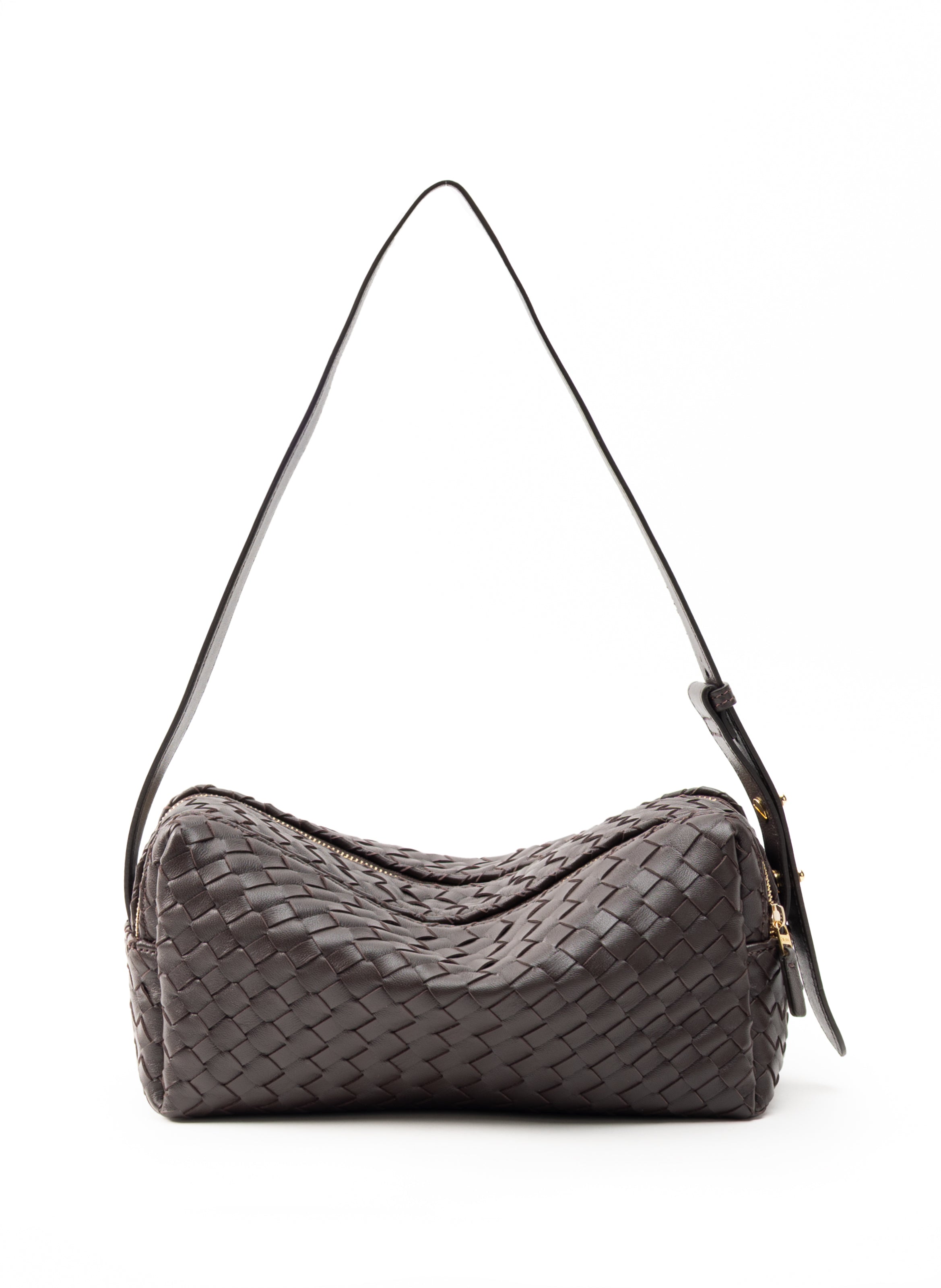 Trousse Woven Leather Dark Brown