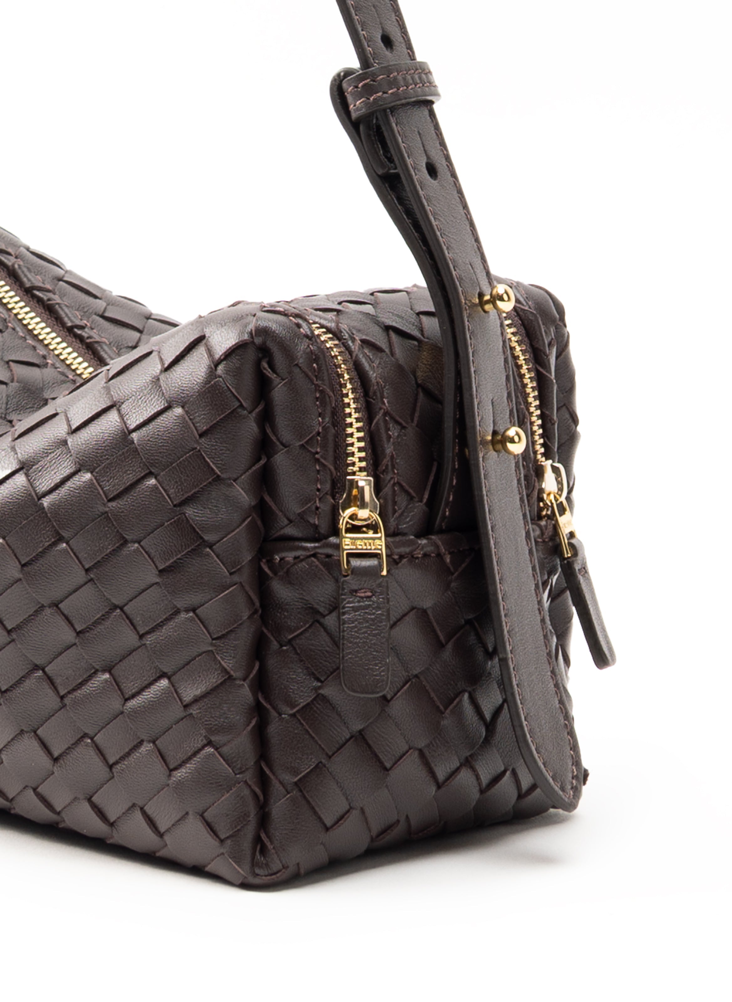 Trousse Woven Leather Dark Brown