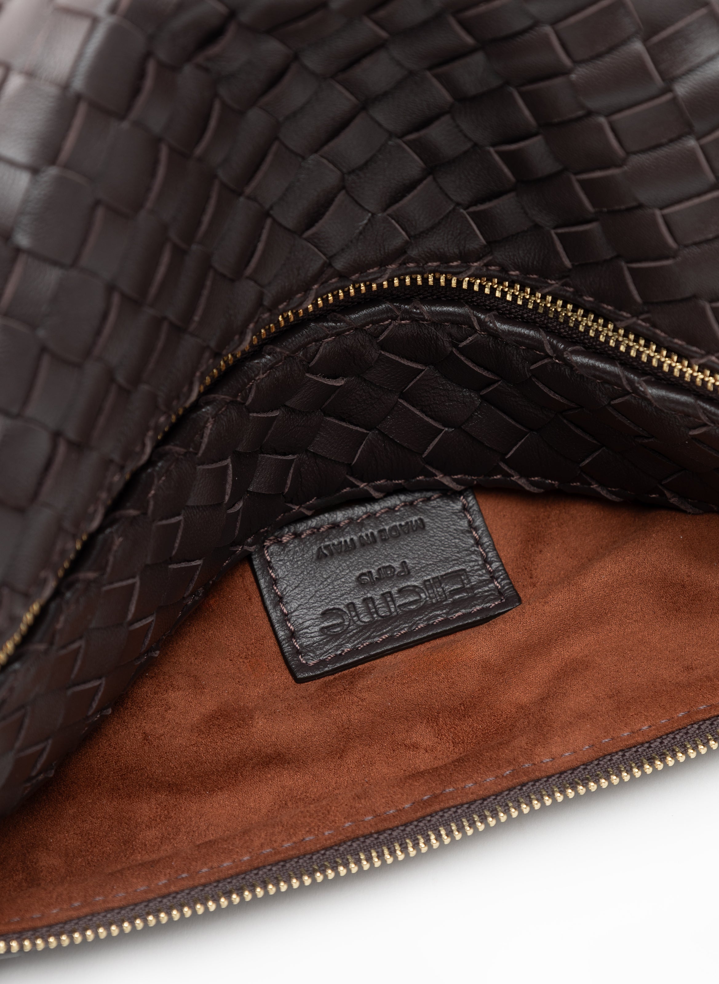 Trousse Woven Leather Dark Brown