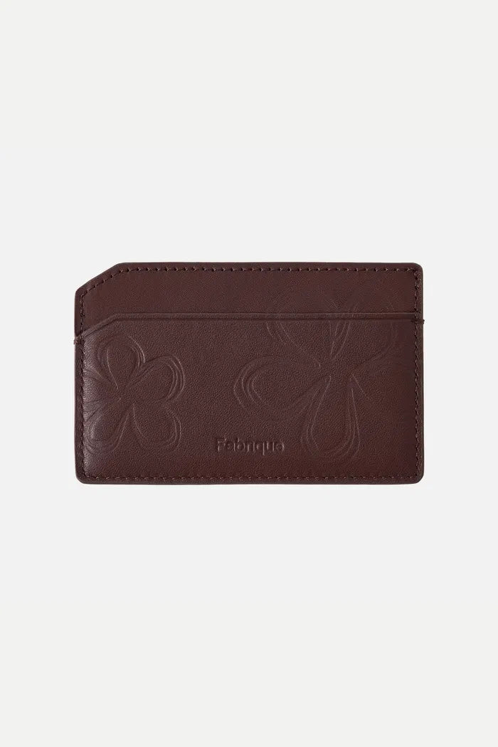 Bevel Double Layer Card Holder in Calfskin Leather