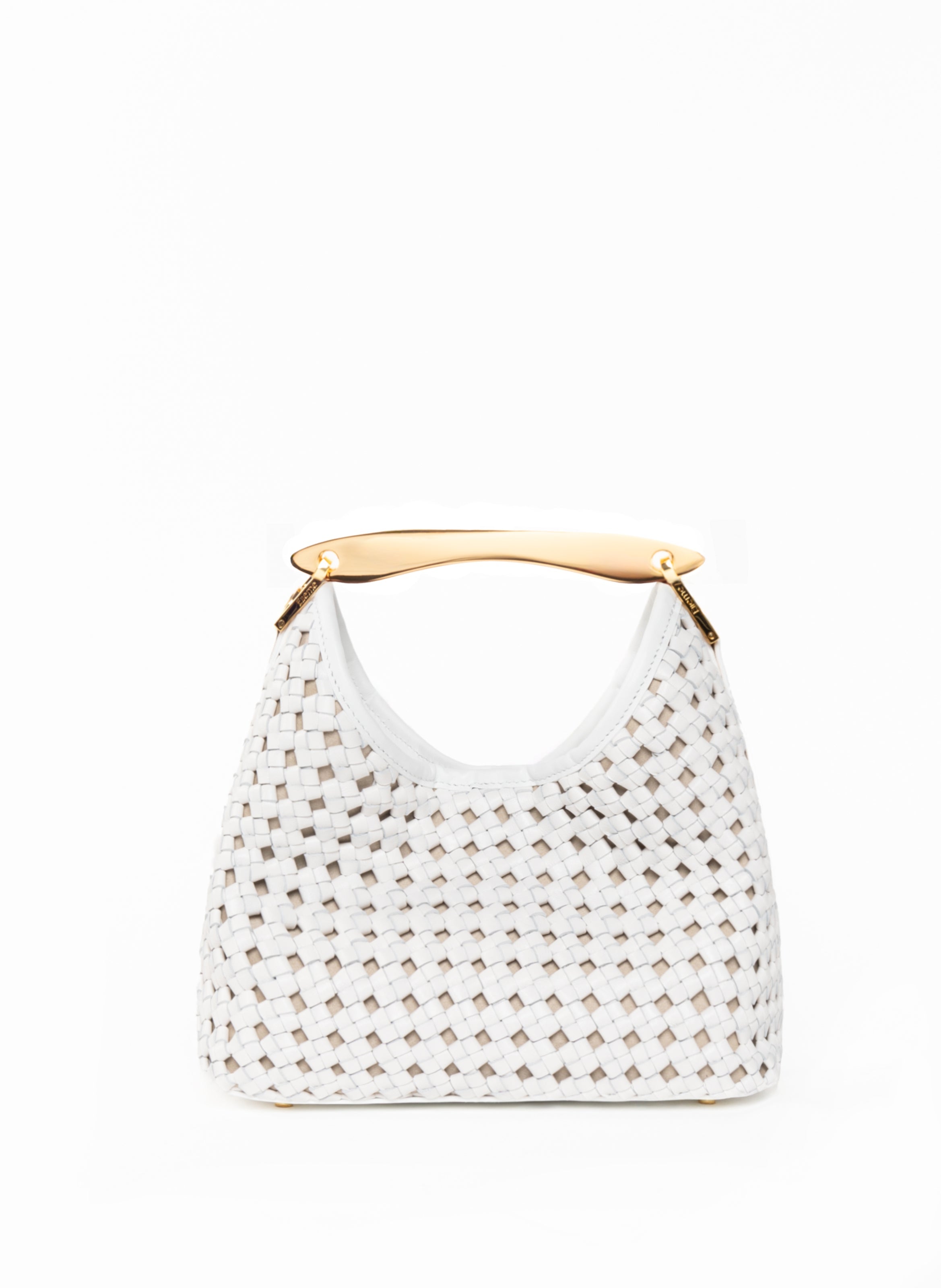 Small Boomerang Woven Leather White