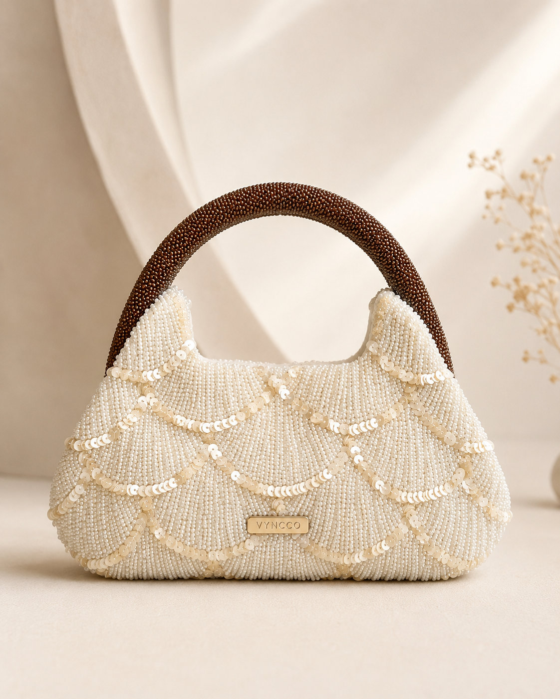 Pearl Beaded Crescent Bag