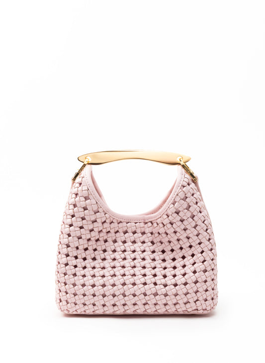 Small Boomerang Woven Leather Pink