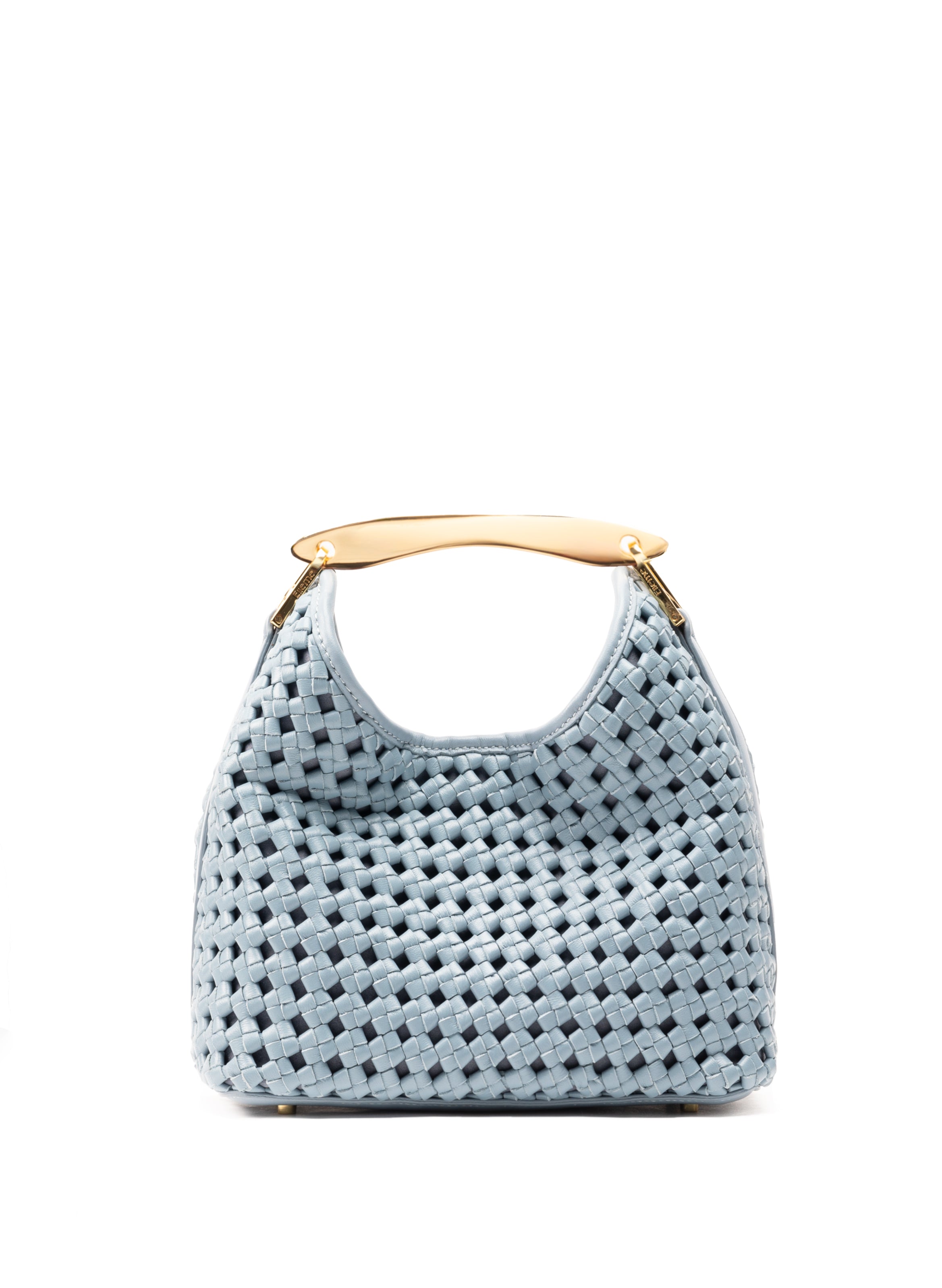 Small Boomerang Woven Leather Arctic Blue