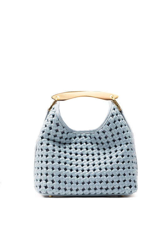 Small Boomerang Woven Leather Arctic Blue