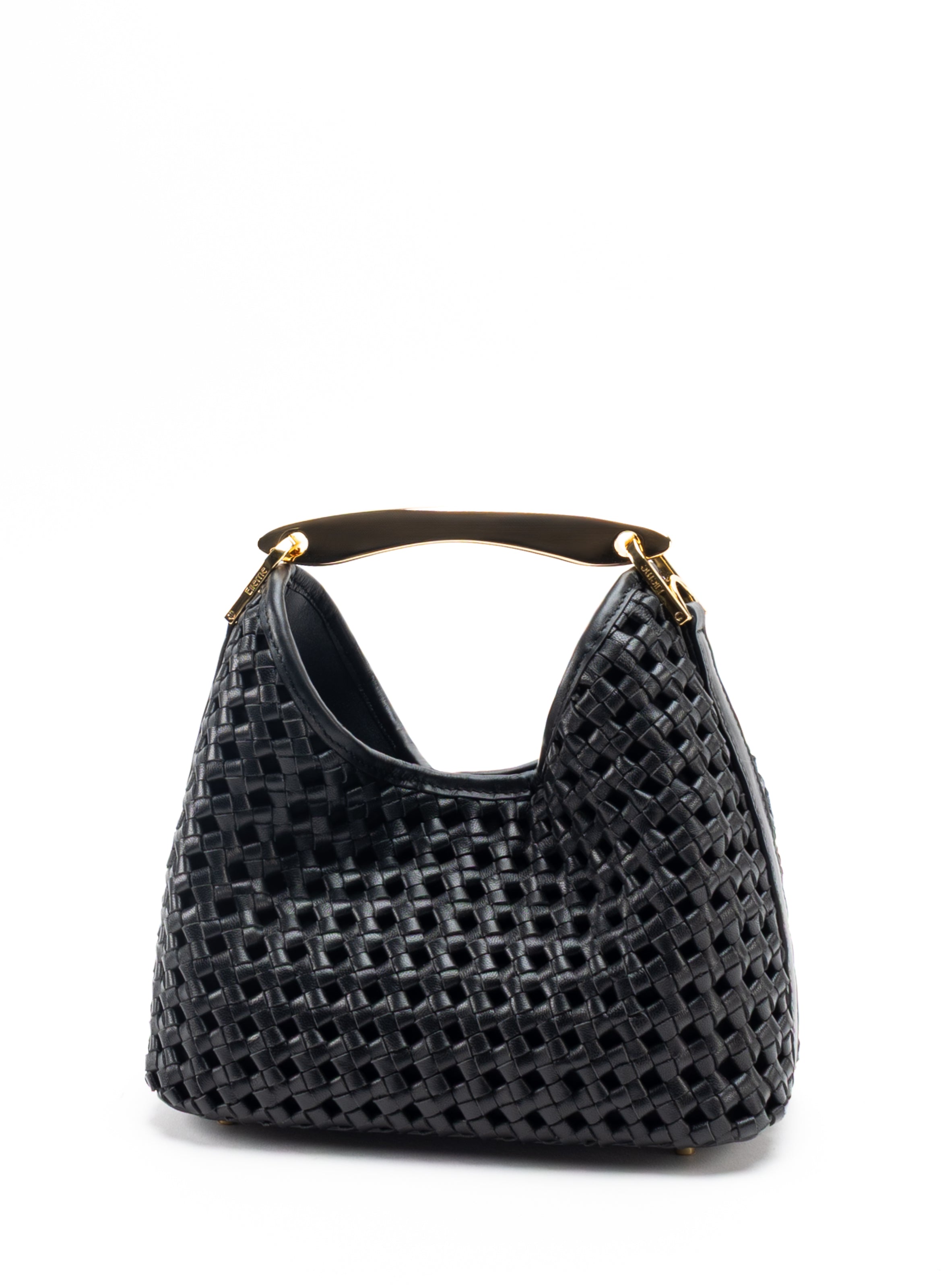 Small Boomerang Woven Leather Black